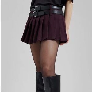 The Frankie Shop Blake Pleated Skirt - Maroon
